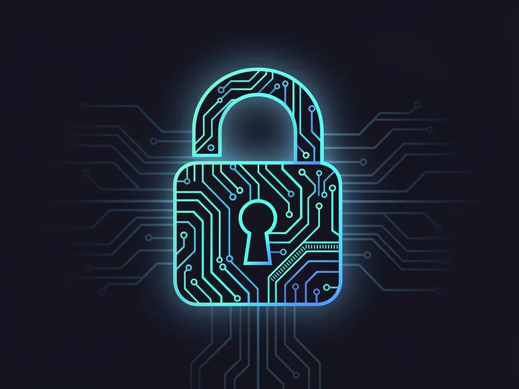 Stylized digital padlock icon symbolizing robust data encryption and secure transactions.