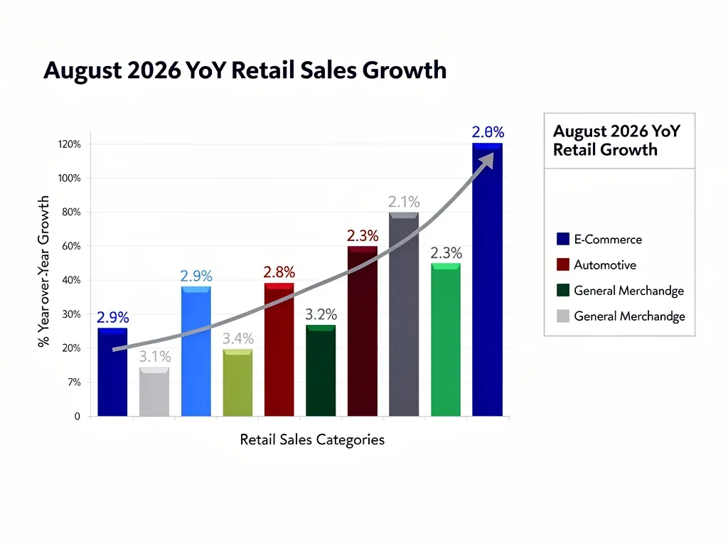 Graph showing August 2026 retail sales growth across various sectors.