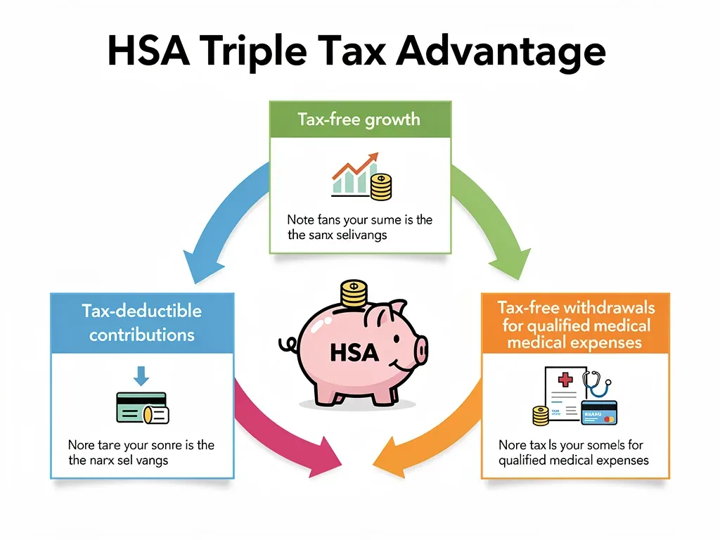 Infographic explaining the triple tax advantage of Health Savings Accounts (HSAs).