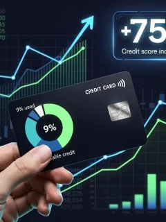 Credit card with low utilization and rising credit score graphs