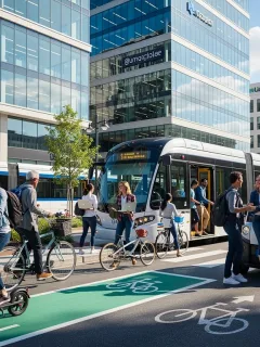 Tech professionals utilizing diverse commuter benefits for their daily travel to work in 2026.