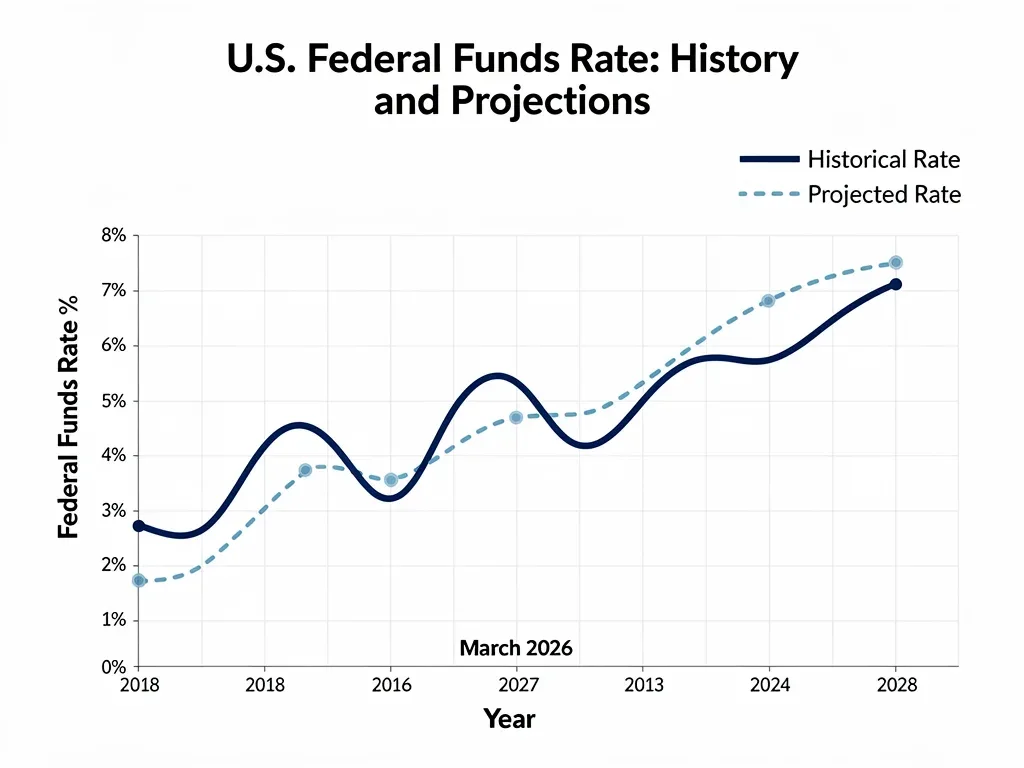Graph illustrating Federal Funds Rate historical trends and future projections