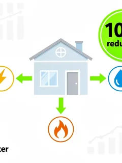 Infographic demonstrating 10% utility bill reduction strategies for homeowners
