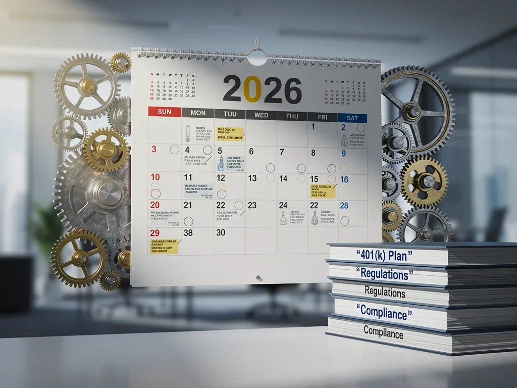 Calendar highlighting 2026 changes to 401(k) regulations