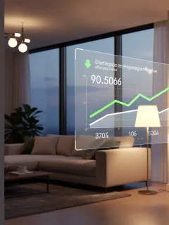 Smart home devices optimizing energy use in a modern living room for 2026 savings