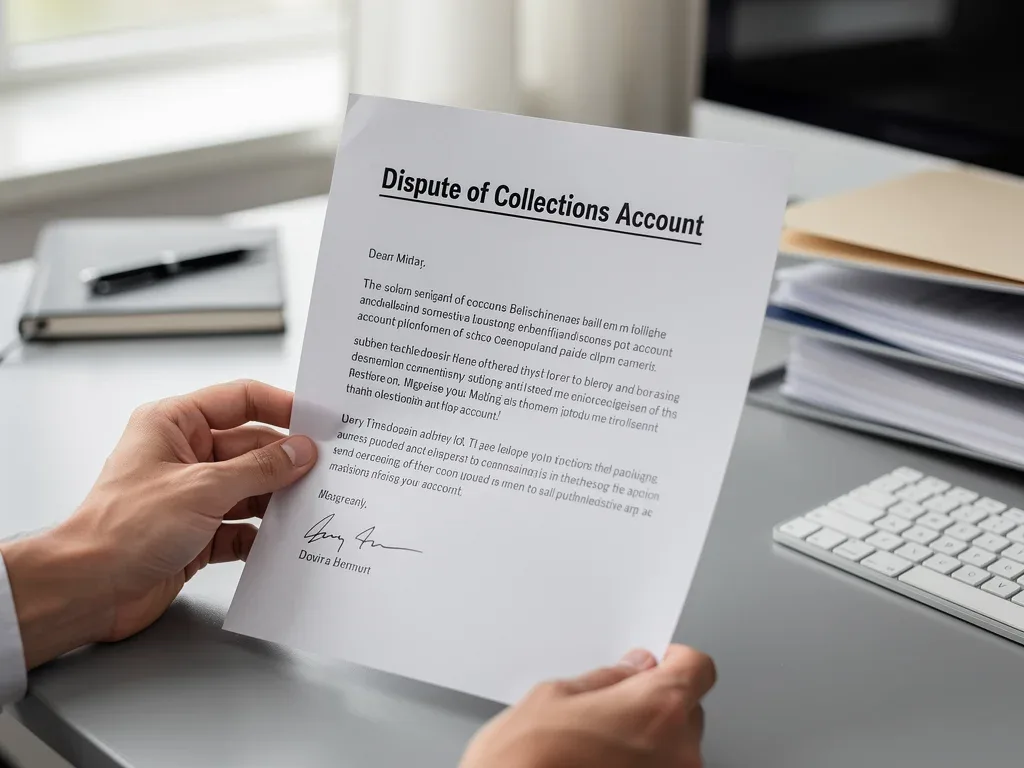Hand holding dispute letter for credit collection removal