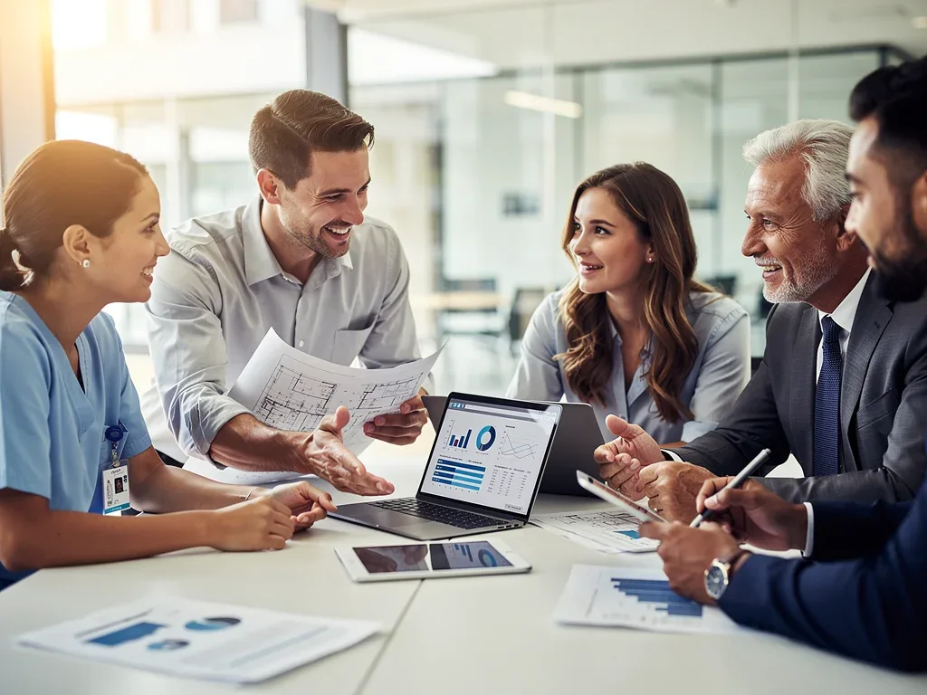 Diverse professionals collaborating in a modern office, reflecting job market expansion