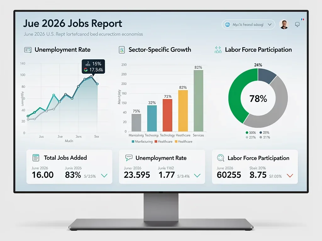 Digital dashboard showing economic indicators and labor market data analysis