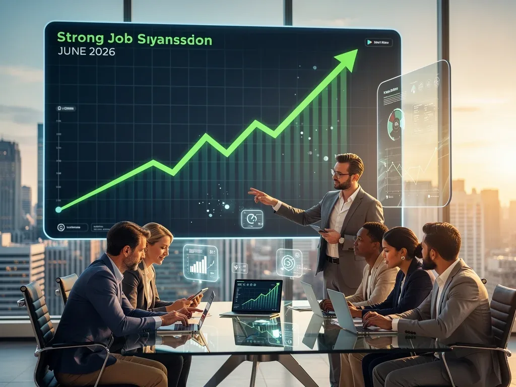 Upward trend graph symbolizing June 2026 job growth and economic recovery