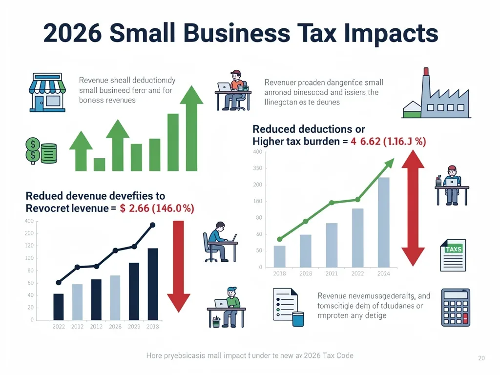 Infographic showing financial impact of 2026 tax changes on small businesses.