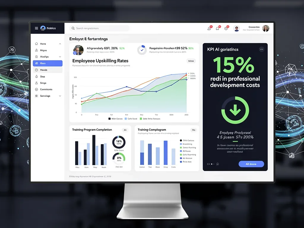 HR dashboard showing 15% cost reduction from AI training
