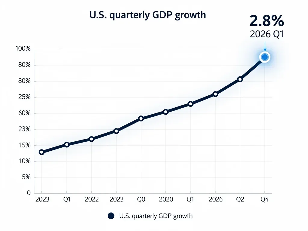 Quarterly US GDP growth rates chart showing consistent economic expansion.