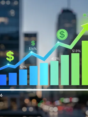 Infographic illustrating 2026 Q1 GDP growth with upward arrows and financial data points.