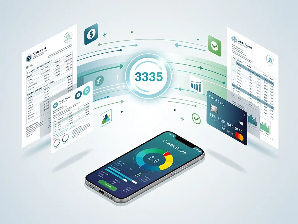 Financial documents and digital interfaces contributing to a credit score