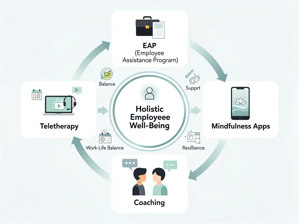 Infographic showing diverse mental health support services for employees