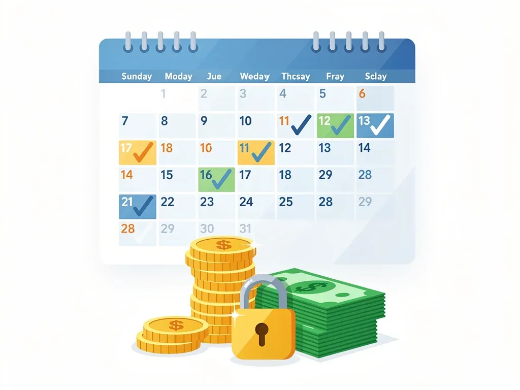 Credit builder loan concept with money and calendar