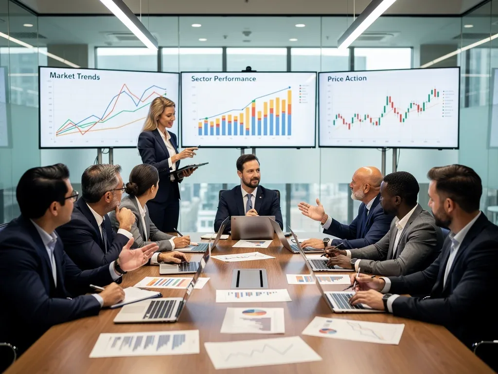 Financial experts discussing market trends and strategies
