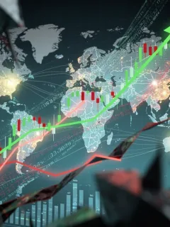 Abstract visual of market volatility with economic indicators