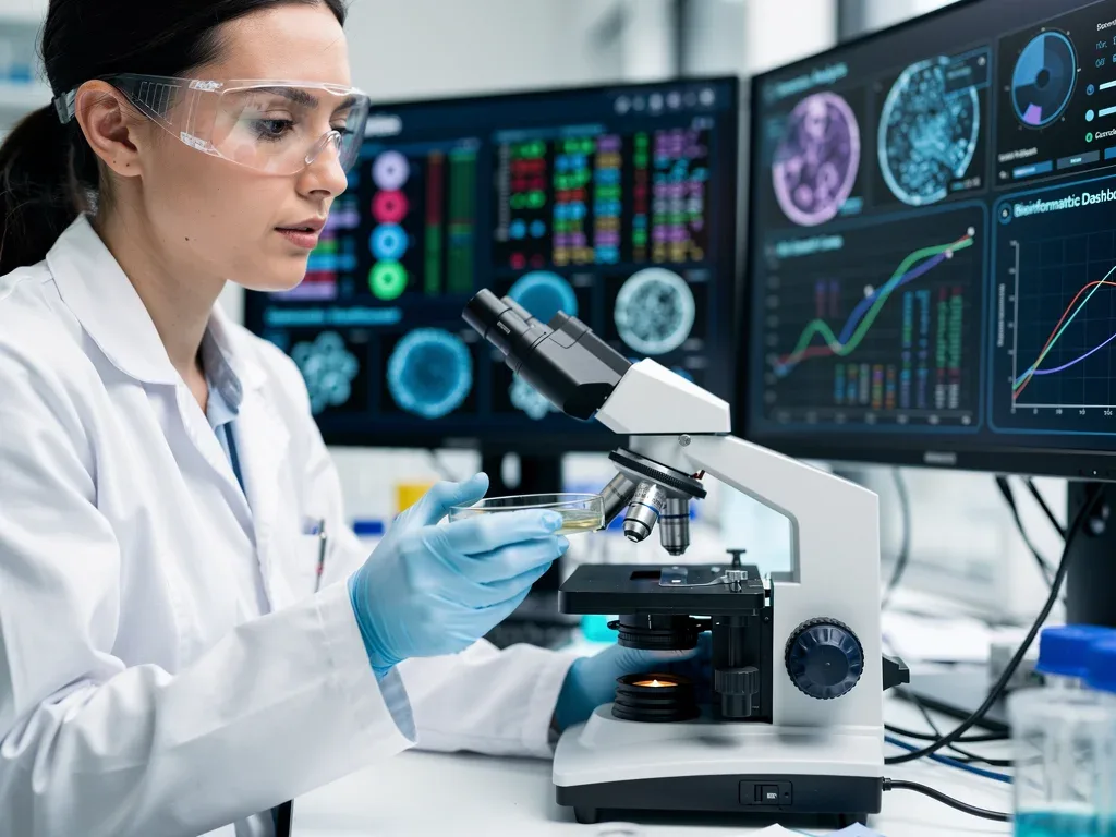Scientist in a lab examining biological data, representing cutting-edge biotech IPOs.