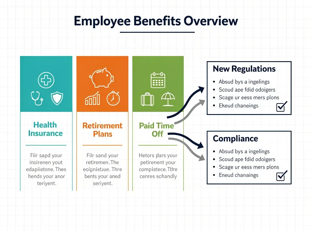 Infographic detailing components of employee benefits and new regulatory impact