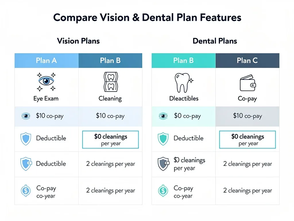 Infographic comparing vision and dental insurance plans