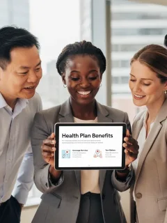 People reviewing 2026 vision and dental benefits on a tablet