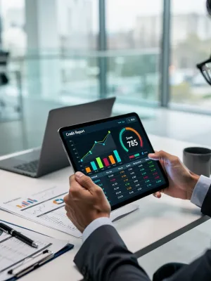 Detailed review of a 2026 annual credit report on a tablet screen